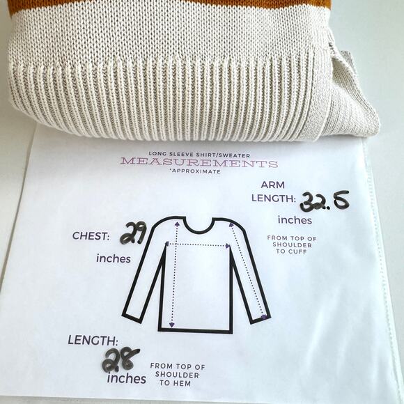 Gap Women Drop Shoulder Crew Sweater Size XL Cotton Striped Neutral Winter Beige - Picture 8 of 8